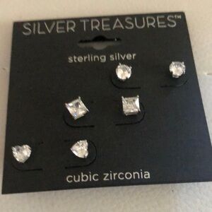 Sterling silver cubic zirconia post earrings never worn new